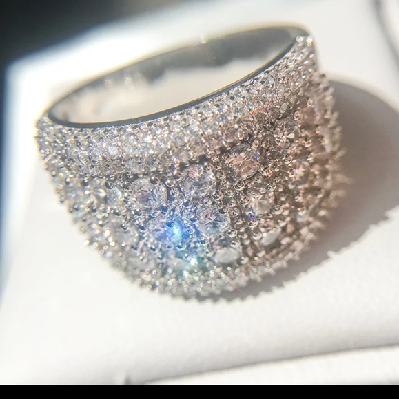 Shop the Latest Platinum Plated Simulated Diamonds Ring - Picture 4 of 7